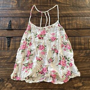 No Boundaries, Size S, pink and white floral tank top